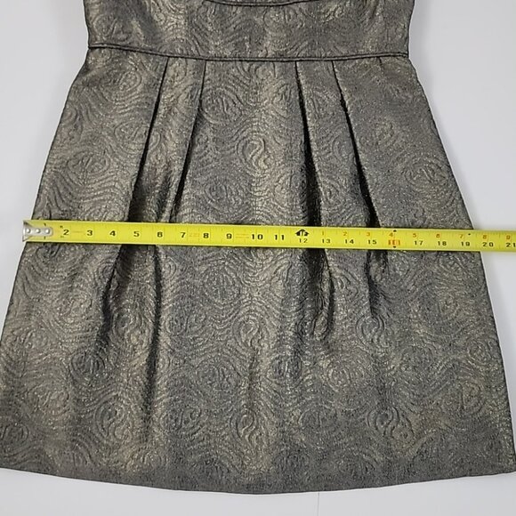 BCBGMAXAZRIA Women's Cocktail Strapless Bustier Pleated Dress Metallic Size 8 - Picture 14 of 16